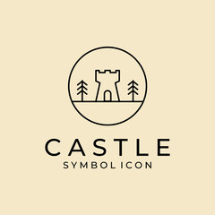 Castle creative logo line art design vector