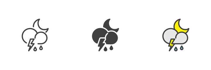 Stormy weather different style icon set