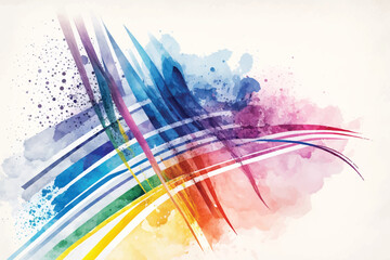 Abstract watercolor background with colorful lines