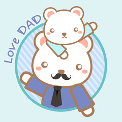 Cute little bear father and child