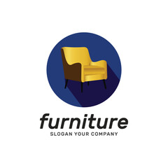 Elegant furniture logo design with golden gradient color.