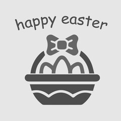 Easter eggs basket. Happy easter flat vector illustration.