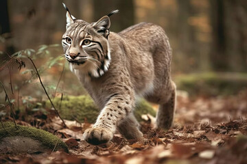 Fototapeta na wymiar Lynx Running on wild