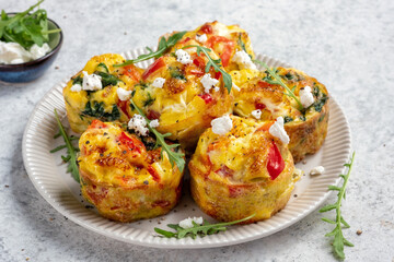 Delicious egg muffins with cheese and vegetables