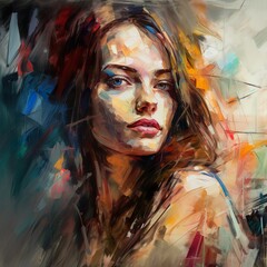 Enigmatic Cyber Muse: Futuristic Woman in Painterly Style Artwork © Markus