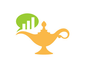 Aladdin lamp with chat and chart growth up logo
