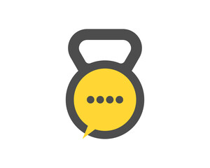 Bubble chat inside the gym kettle bell logo