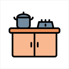 Kitchen furniture icon in flat style, Cooking room business concept, vector illustration on white background