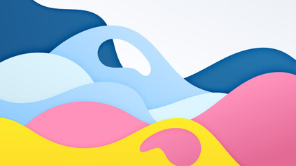 Wave abstract papercut style colorful design background