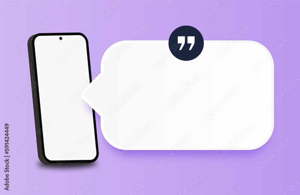 Poster smartphone mockup with speech bubble. minimal blank 3d chat boxes sign.
