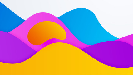 Wave abstract papercut style colorful design background