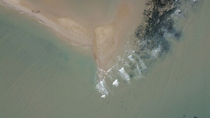 Aerial photography of the sea, waves, sea boundaries, beaches