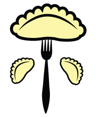 dumplings on a fork isolated