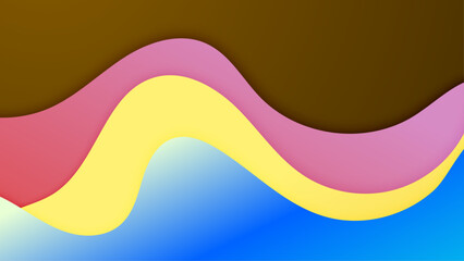 Fototapeta premium Wave abstract papercut style colorful design background