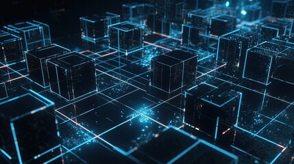 3D rendering of abstract technology concept. Digital data transfer and communication.Generative Ai