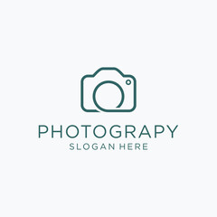 photography logo design, line shape camera concept