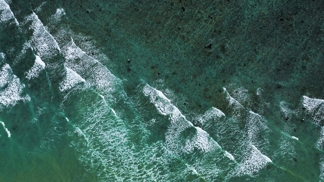 Aerial photography of the sea, waves, sea boundaries, beaches
