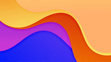 Wave abstract papercut style colorful design background