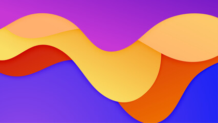 Wave abstract papercut style colorful design background