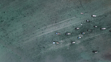 Aerial photography of the sea, waves, sea boundaries, beaches