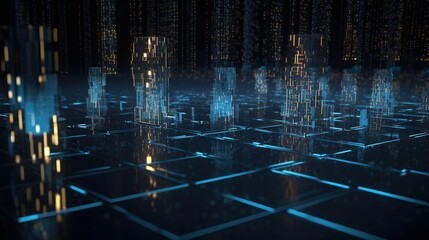 3d rendering of data storage concept. Computer generated abstract background,Digital data storage concept.Generative Ai