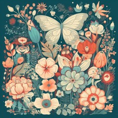 Elegant 2D pearl-based illustration that features flowers