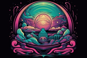 Visually stunning crystal ball illustration in the style of vector art with gradients