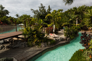 Fototapeta premium TENERIFE ISLAND, SPAIN - January 9: Siam Park on January 9, 2020 in Tenerife, Spain. Siam Park, the water kingdom theme park with water attractions in Europe