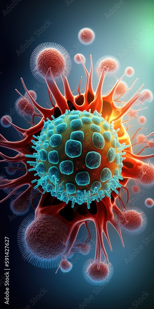 Poster from a medical perspective, complete with a tiny image of a viral cell generative ai