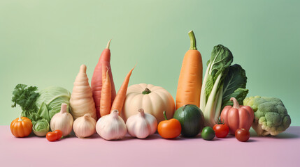 vegetables on a pastel tone background