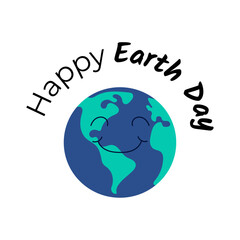  Simple cartoon Eaarth. Happy Earth Day, saving the planet illustration. Vector