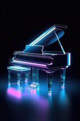 Abstract background musical piano. Minimal poster holographic reflective material, 3d rendering shapes. generative ai