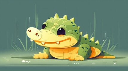 Cute little crocodile - Generative AI, AI generated