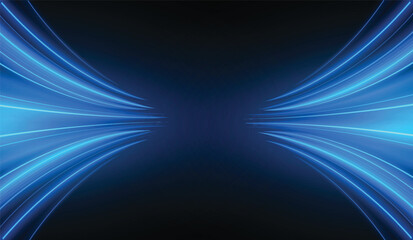 Modern abstract high-speed  light motion effect on black background. vector illustration.