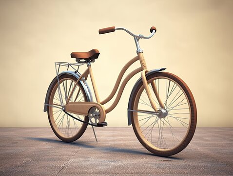 vintage bicycle standing on the street - generative ai