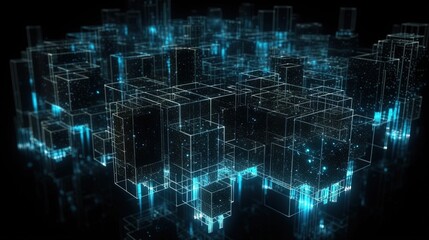 3d rendering of data storage concept. Computer generated abstract background,Digital data storage concept.Generative Ai