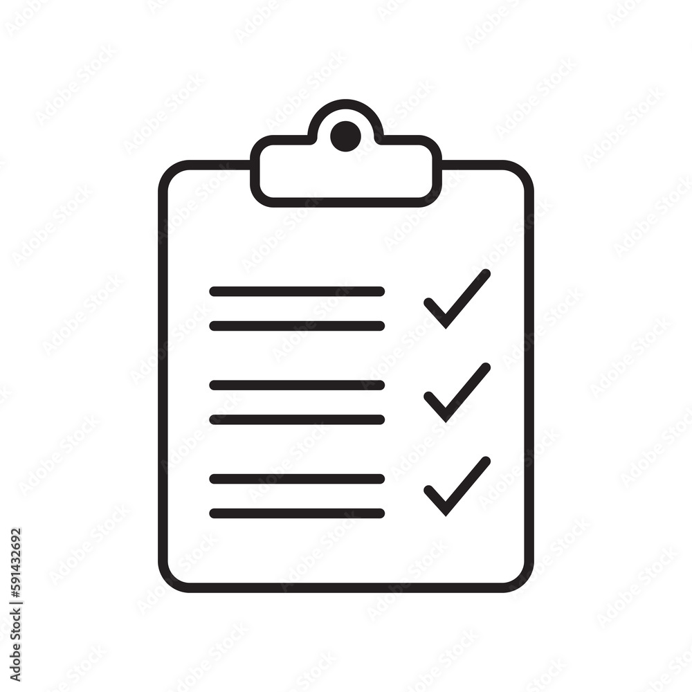 Aufkleber clipboard and checklist icon. project management, questionnaire line icon. to do list vector icon fo