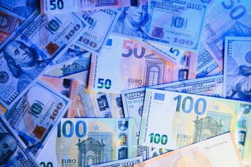 Background of the different euro banknotes