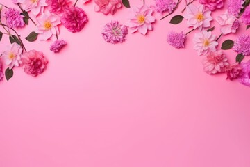  pink flower border on pink background Generative AI