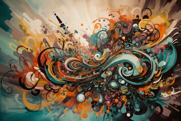 Abstract graffiti wall art that has the raw energy.