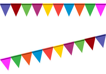 Obraz premium Colorful confetti, party flags isolated on white background.set of colorful ribbons