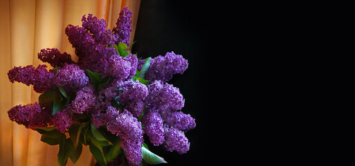 Still life with a bouquet of lilacs