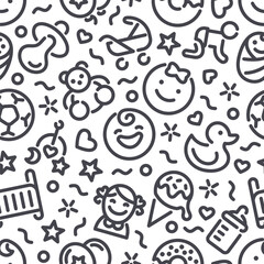 Baby Seamless Pattern with Icons