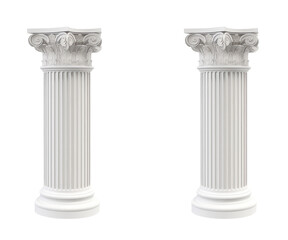 Obraz premium Architectural white column Ionic order isolated on transparent png background. Generative ai