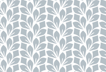 Flower geometric pattern. Seamless vector background. White and gray ornament. Ornament for fabric, wallpaper, packaging. Decorative print.