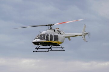 Helicopter during flight in sky