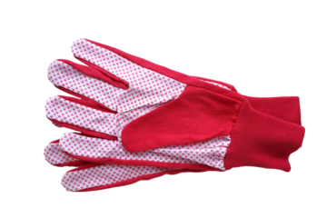 Red gardening gloves isolated on transparency png file