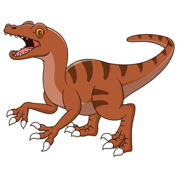 Angry velociraptor cartoon. Vector illustration