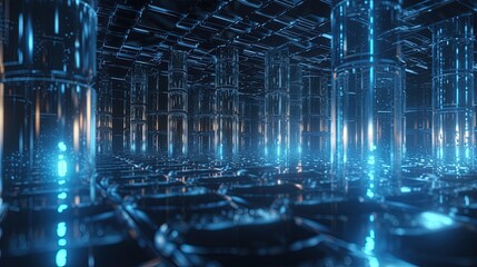 Obraz premium 3d rendering of data storage concept. Computer generated abstract background,Digital data storage concept.Generative Ai