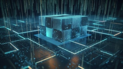 3d rendering of data storage concept. Computer generated abstract background,Digital data storage concept.Generative Ai
